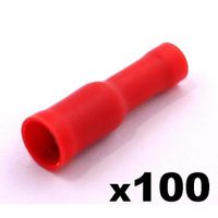 100x Cosse à sertir cylindrique femelle entièrement isolée, rouge