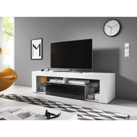 Meuble TV VIVALDI - EVEREST 2 - 140 cm - Blanc/Noir - Style Design