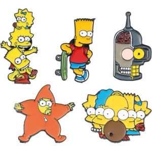 BROCHE Homer Jay Simpson Broche 5 Pièces Cartoon Metal Badge Set Bart Simpson Exquisite Pins Bag Pendentif For Fans Yue1198