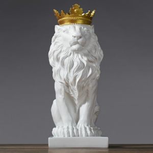 STATUE - STATUETTE Statue En Résine Couronne Lion Statue Artisanat Dé