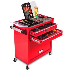 Id/&eacute;al pour Les travaux m/&eacute;caniques TRESKO/&reg; Table de Montage m/&eacute;tallique Robuste Rouge Plate-Forme Mobile /&agrave; 6 Roues avec capacit/&eacute; de Rotation /&agrave; 360/&deg; Rembourrage continu Appui-t/&ecirc;te