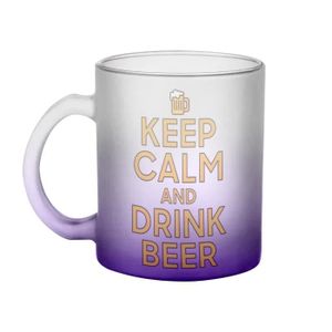 MUG - TASSE - MAZAGRAN Mug en Verre Violet - Keep Calm and Drink Beer Par
