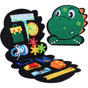 JEU D'APPRENTISSAGE Busy Board de dinosaure, Jouet Montessori pour Enfants 1-5 Ans, Tableau d'Activités pour Apprendre Compétences de Vie