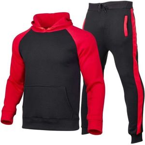 SURVÊTEMENT Vêtements de sport d'hiver pour hommes Survêtement Vêtements Tenues Ensemble Sweat + Pantalon de survêtement long Rouge