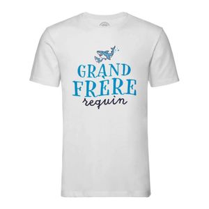 T-SHIRT T-shirt Homme Col Rond Blanc Grand Frère Requin Fa