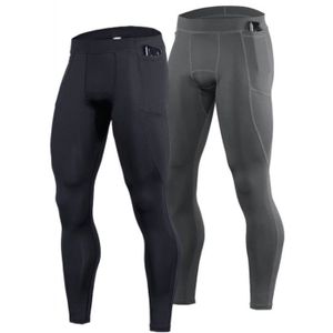LEGGING DE COMPRESSION Pantalon de compression pour homme - Legging de sport avec poches - Lot de 2
