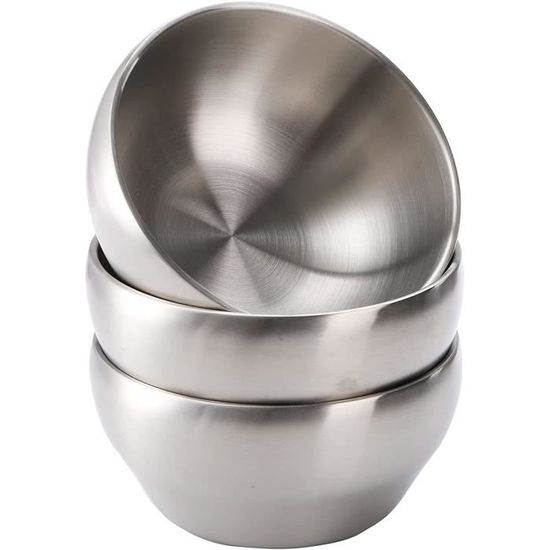Set De 5 Récipients Empilables En Inox - 3 Bols Avec Couvercles, 1 Saladier, 1 Passoire - Cuisine Pratique