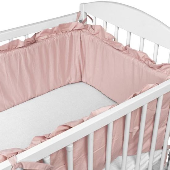 Tour De Lit Bebe avec des Volants 210 x 30 cm - contour lit bebe respirant pour garcon fille Rose avec des Volants
