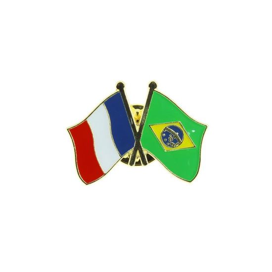 Pin's Drapeau Jumelage France-Brésil - Broche Métal Qualité, Pour Cérémonies, Échanges Internationaux