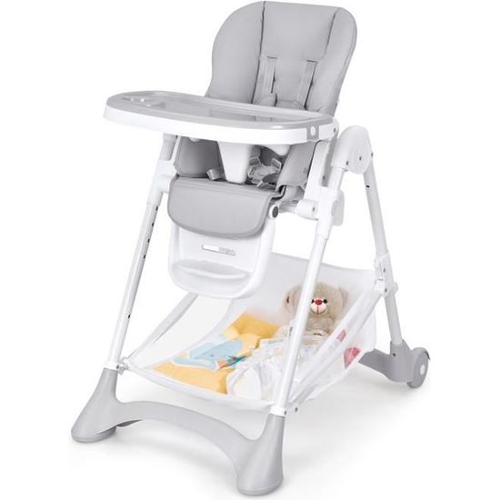 Costway Marque Baby joy Chaise haute convertible pliable pour bébé avec  roues réglable en