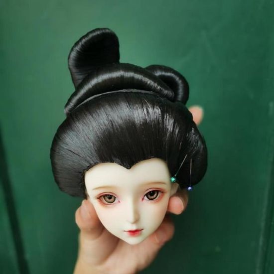 jolie perruque cheveux naturels poupée ancienne -tour de tête