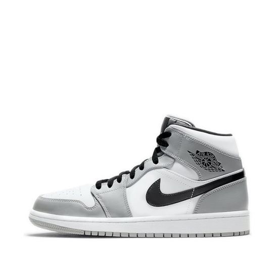 Basket Air-Jordan 1 Mid Light Smoke Grey 554725-092 Pour Hommes et Femmes JD1 Mid - Smoke Gris 