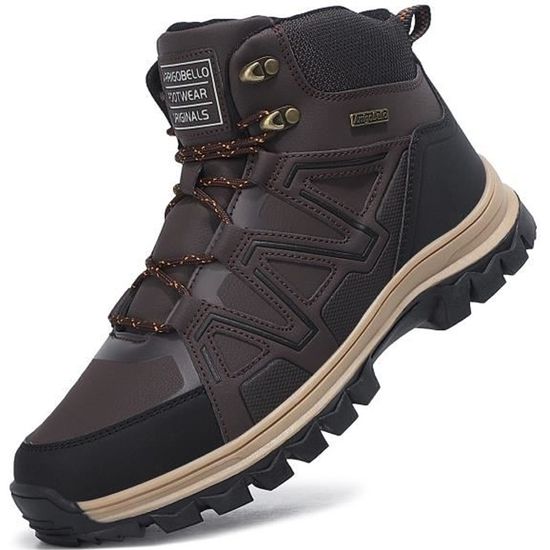 Bottines Homme Cuir Fourrées Hiver - Chaussures De Randonnée Antidérapantes, Taille 41 à 46