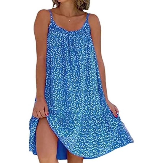 Robe Bohème Femme Sans Manches à Volants - Longue, Fluide, Bretelles Spaghetti Pour Plage, Vacances Ou Tous Les Jours - 5