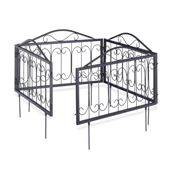Clôture Décorative Jardin En Métal - 4 Panneaux 47x56.5cm - Style Rétro - Pour Massifs Et Rosiers
