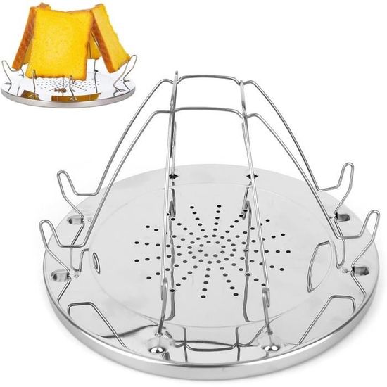 Campingmoon Grille-pain De Camping Pliable En Acier Inoxydable 304 Avec Fourchette En Maille Anti-brûlure