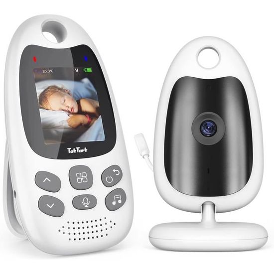 TakTark Babyphone Vidéo 4.3'' IPS - Caméra Bébé Avec Vision Nocturne, VOX, Température, Berceuse, 2 Voies