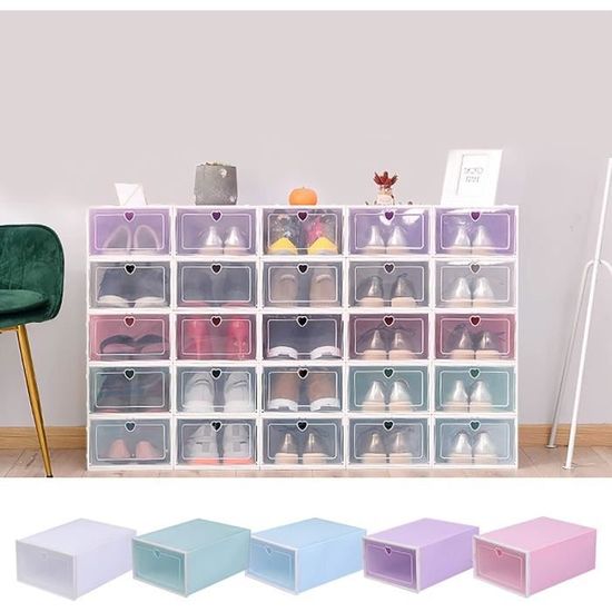 Boîte De Rangement Chaussures Lot De 20 Boîtes À Chaussures Empilables En Papier Kraft Avec Fenêtre Boite à Chaussures