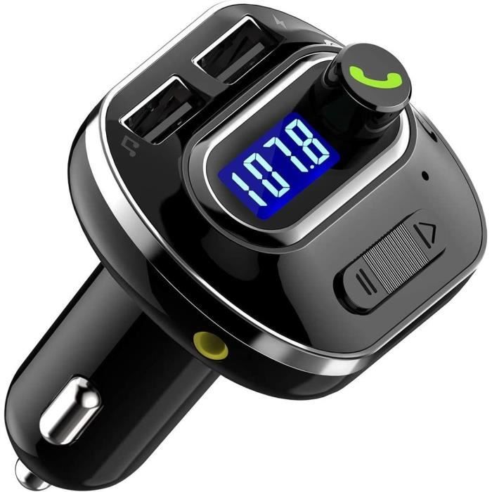 Transmetteur FM Bluetooth Pour Voiture - Avec écran LED, RGB, Mains Libres, USB-C Et Port TF - Charge Rapide 3.4A - Compatible Tous Smartphones - 9
