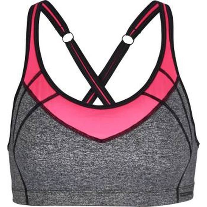 ATHLI-TECH Soutien-gorge Radio Active - Femme - Gris chiné et rose