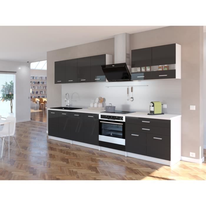 EXTRA - Cuisine complète L 300cm - Gris Laqué