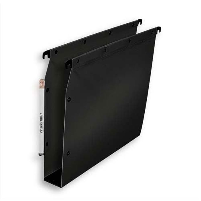 OBLIQUE AZ Jeu De 2 Rails Métal Gris Avec Support Noir Pour Dossiers Suspendus Armoire