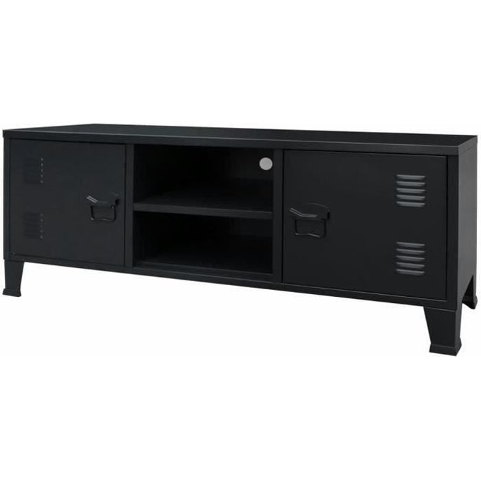 YAJIASHENG Meuble TV Métal Style industriel 120 x 35 x 48 cm Noir
