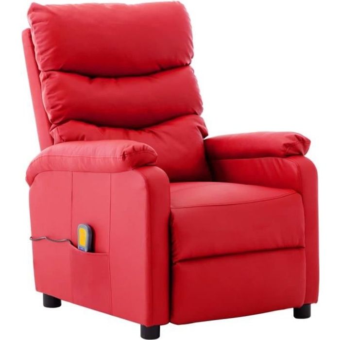 Fauteuil de massage électrique, fauteuil relax inclinable Rouge Similicuir