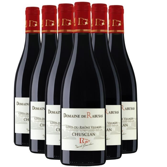 Côtes du Rhône Villages Chusclan Rouge 2021 - Lot de 6x75cl - Domaine de Rabusas - Vin AOC Rouge de la Vallée du Rhône