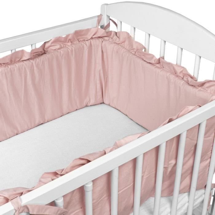Tour De Lit Bebe avec des Volants 210 x 30 cm - contour lit bebe respirant pour garcon fille Rose avec des Volants
