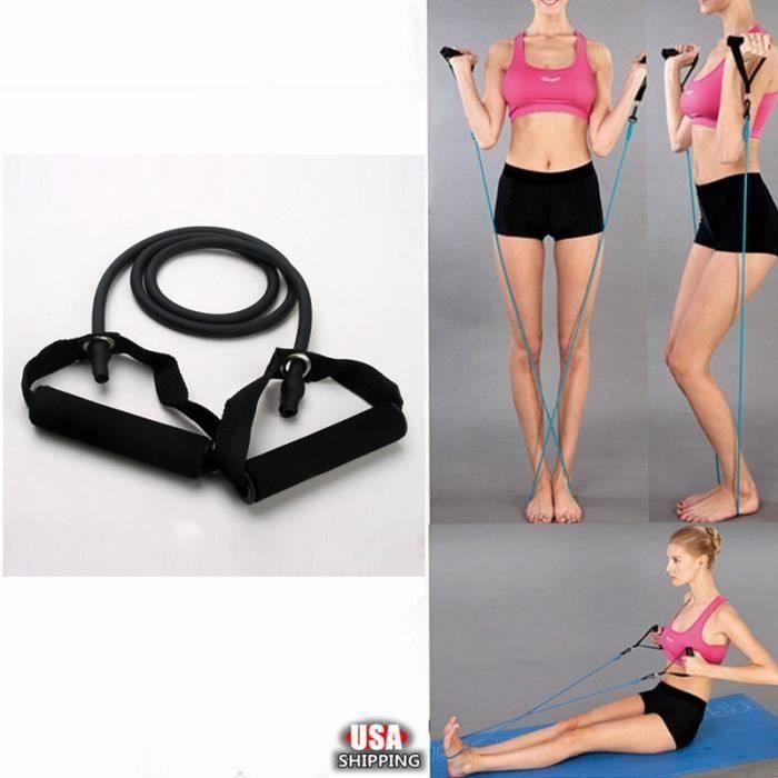 Élastique de résistance câble force fitness musculation 1.4M en latex de caoutchouc Noir Ve73945