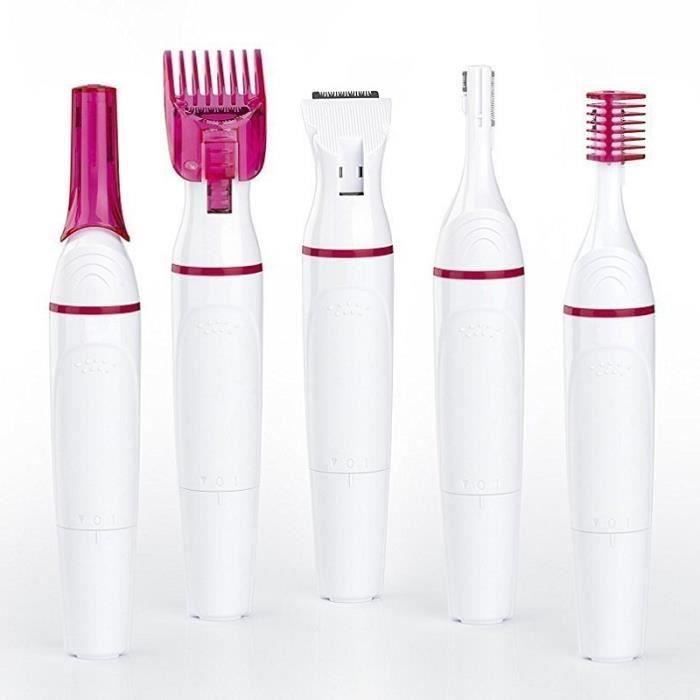 5 en 1 Femmes Epilation Rasoir Tondeuse electrique femelle Rasoir Bikini Trimmer pour les sourcils le Visage Aisselle Epilateur Pers