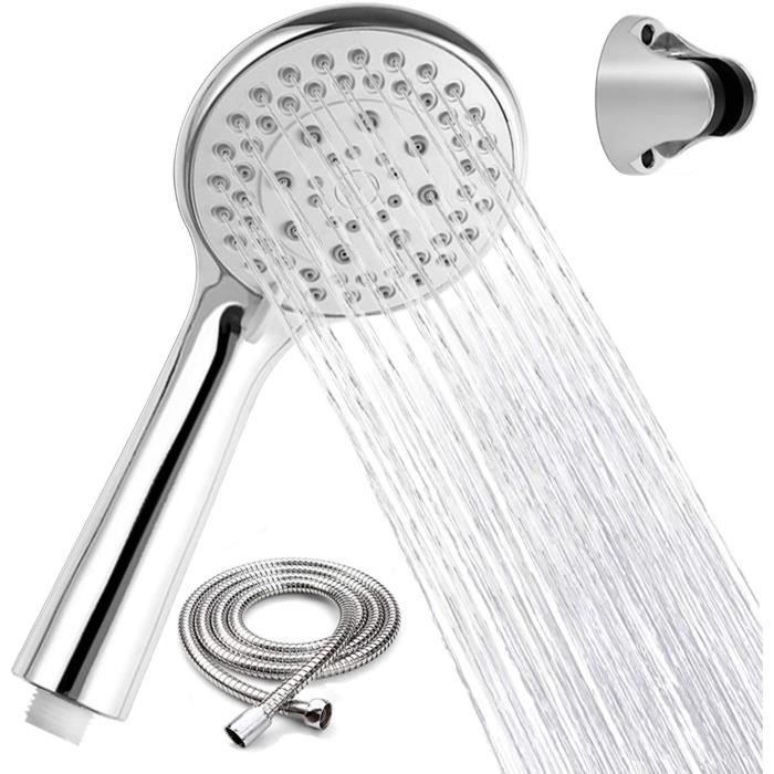 FLEXIBLE DE DOUCHE - SUPPORT DE DOUCHETTE - POMMEAU DE DOUCHE Pomme de douche avec tuyau de 1,5 m et support, 5 modes d'é30