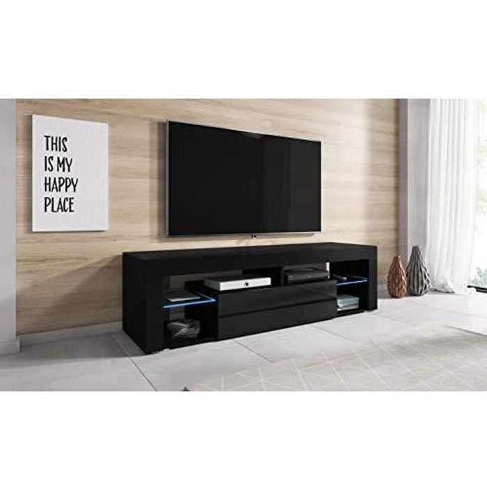 TITAN TV Meuble Noir 140 cm