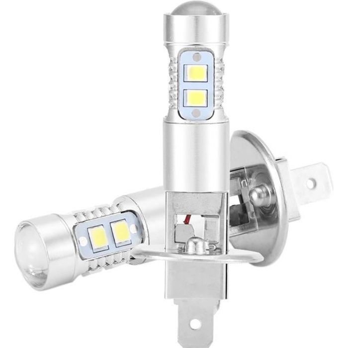 Qiilu Ampoules pour Phares 2x H1 6000K Super Blanc 100W LED Kit d'ampoules de Phare Feu de Brouillard de Voiture