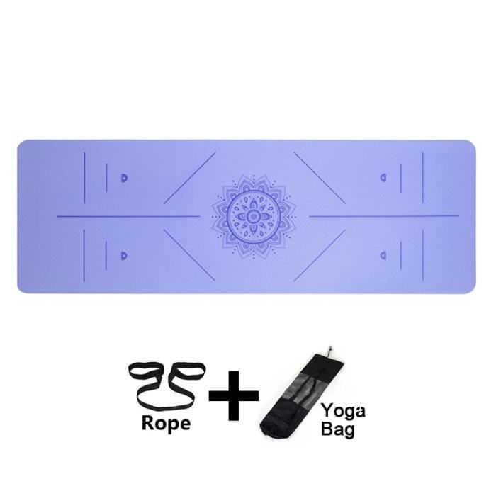 Tapis de sol,Tapis de Yoga TPE, ligne de Position, antidérapant, pour débutant, gymnastique - Type Violet-Posture line
