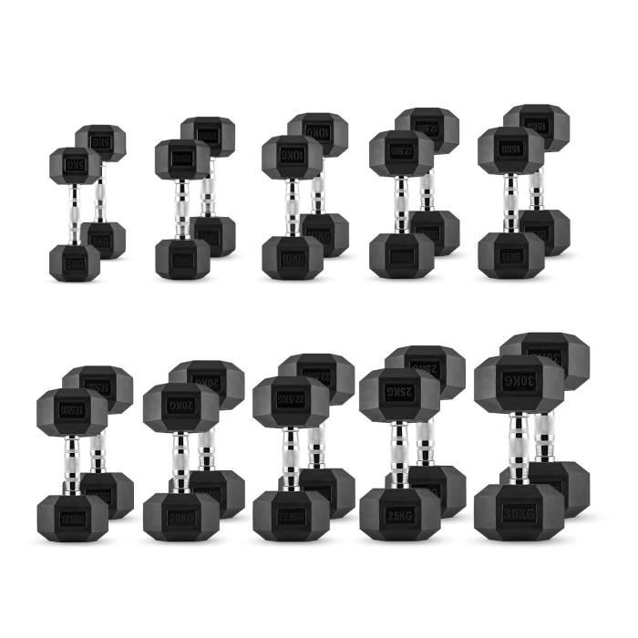 CAPITAL SPORTS Dumbbell Rack Set 10 paires d'haltères courts entre 5 et 30kg pour bodybuilding , musculation, entraînement fitness
