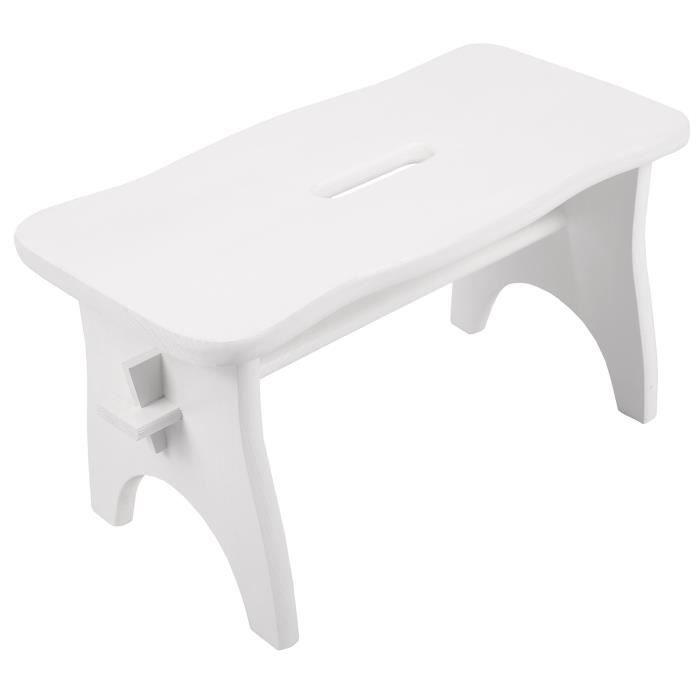 Blanc Marche Repose Pied Bois - 38 x 19 x 21 cm - Bureau, Chaise, Plante, Petit Tabouret Bas - Banc en Bois - Non Monté