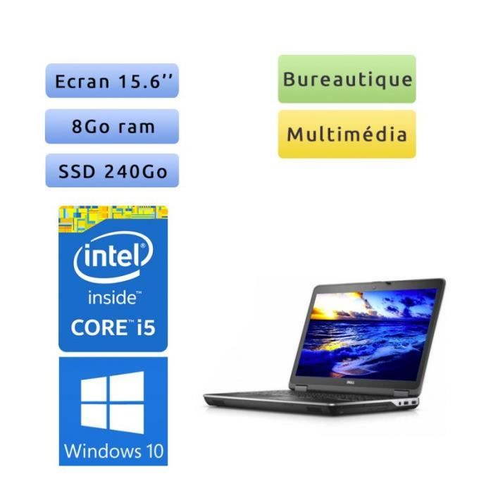Dell Latitude E6540 - Windows 10 - i5 8Go 240Go SSD - 15.6 - Webcam - Ordinateur portable