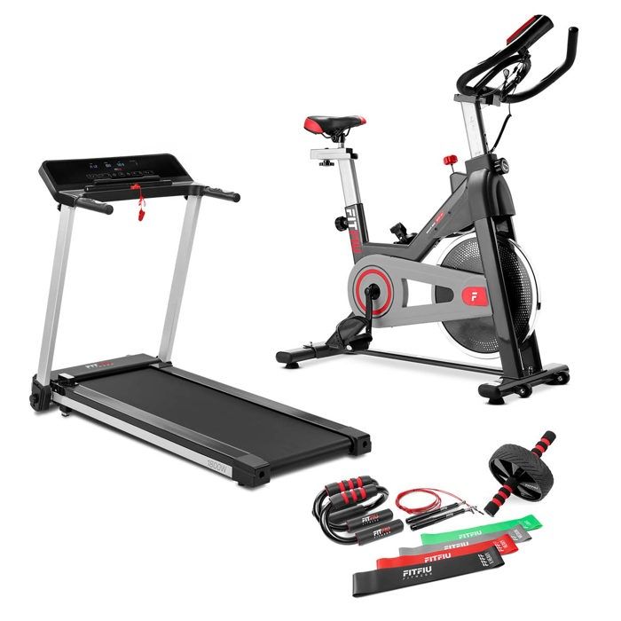 Pack CARDIO-360 vélo d'intérieur BESP-50 + tapis de course pliable MC-260 + appareil de fitness KITFIT-400 - FITFIU Fitness