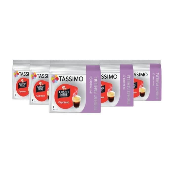 TASSIMO Grand Mere Espresso, dosettes à café souples, T-Discs Capsules, 5 paquets de 24 (120 Boissons)