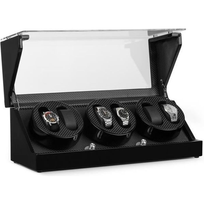 Remontoir - Klarstein CA3PM - pour 6 montres - 4 programmes - optique carbone