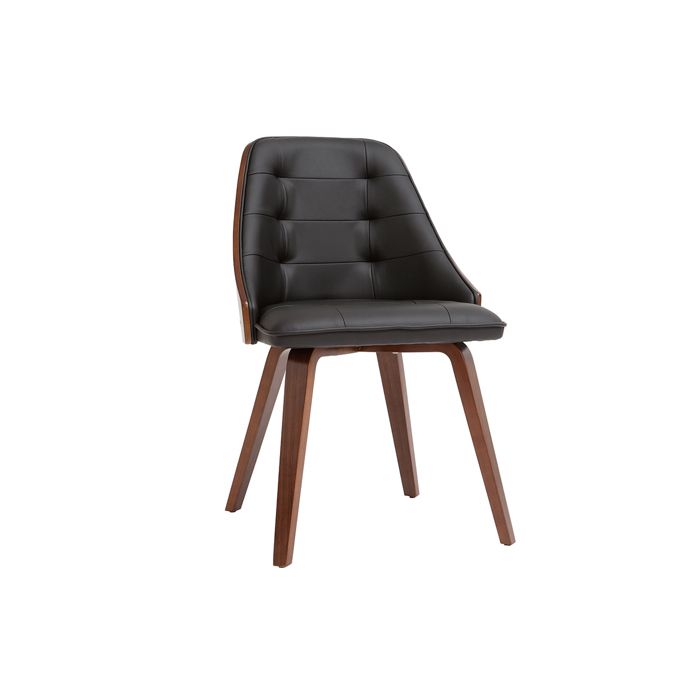 Miliboo - Chaise design bimatière noir et bois foncé FLUFFY