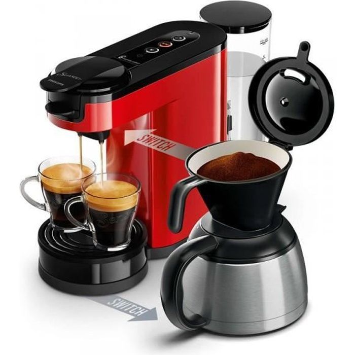 PHILIPS SENSEO Switch Machine à café à dosettes et filtre Rouge HD6592/81