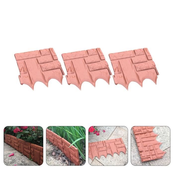 3Pcs Emulation Clôture En Plastique Bordure De Jardin Creative Plant Protector Rouge