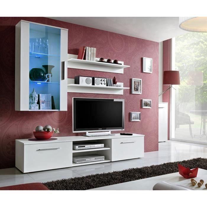 Meuble TV GALINO E design, coloris blanc mat. Meuble moderne et tendance pour votre salon. 30 Blanc