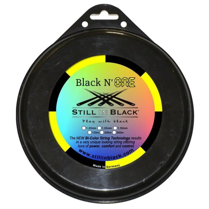 Still in Black M Bno Cordage pour Raquette de Tennis Mixte Adulte, Noir-Jaune