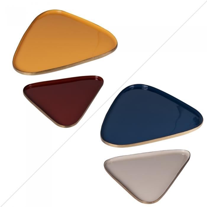 Set de 2 plateaux colorés triangles (1 modèle aléatoire) - Table Passion Multicolore