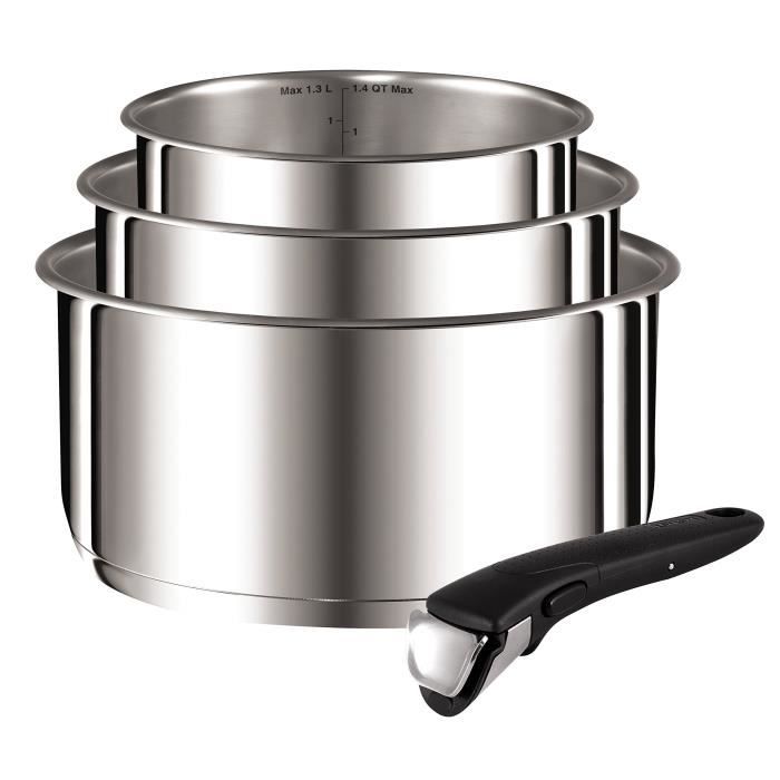 Tefal Tefal-L9419502-Ingenio Preference casseroles 16-18-20 cm + 1 Poignée Inox Non Revêtues Tous Feux Dont Induction (contient 4