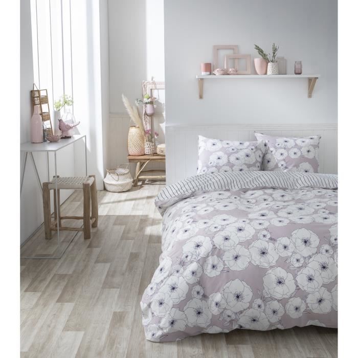 TODAY Parure de couette Sunshine #1.41 - 100% Coton - 220 x 240 cm - Rose et blanc